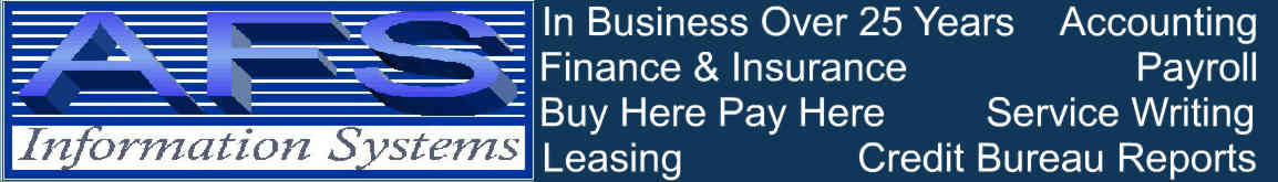 25 years in business F&I Buy Here Pay Here Service Writing Payroll Accounting leasing.